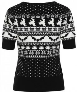New In Hell Bunny Spook 40's Jumper Black White
