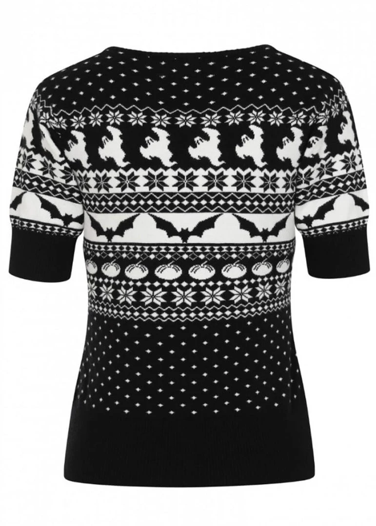 New In Hell Bunny Spook 40's Jumper Black White