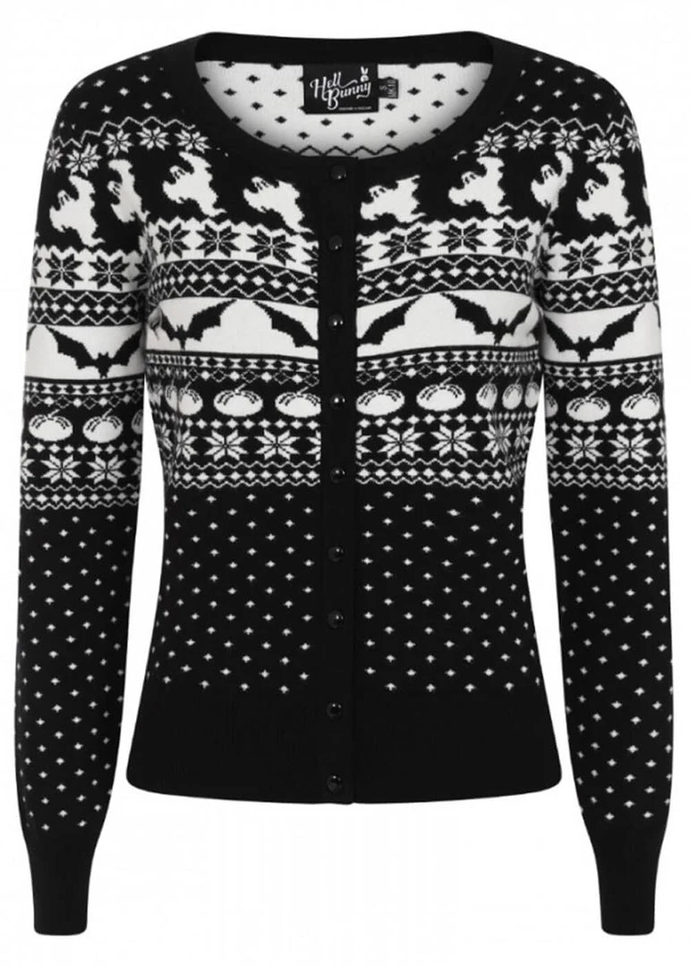 Hell Bunny Spook 50's Cardigan Black White