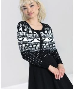 Hell Bunny Spook 50's Cardigan Black White