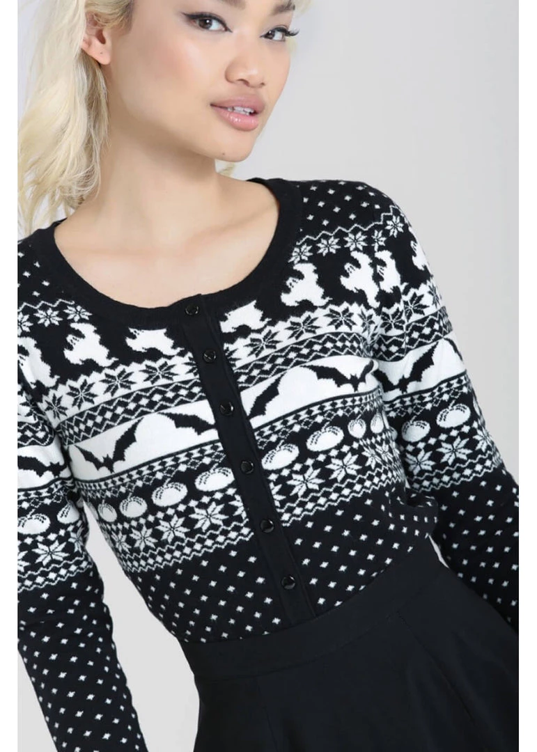 Hell Bunny Spook 50's Cardigan Black White