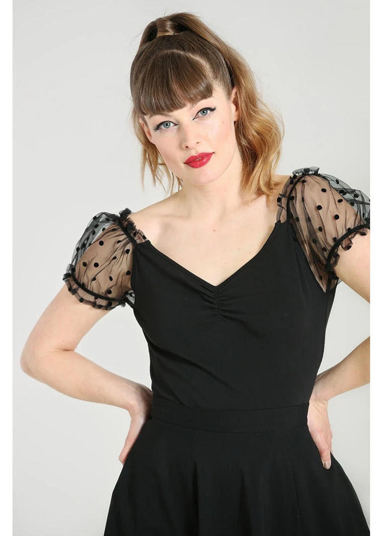 Hell Bunny Amandine 50's Top Black