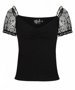 Hell Bunny Amandine 50's Top Black