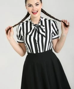 Hell Bunny Juno 40's Blouse Black White New In