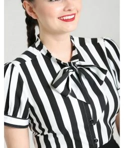 Hell Bunny Juno 40's Blouse Black White New In