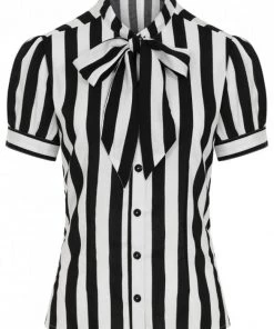 Hell Bunny Juno 40's Blouse Black White New In