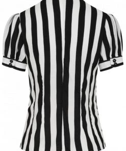 Hell Bunny Juno 40's Blouse Black White New In