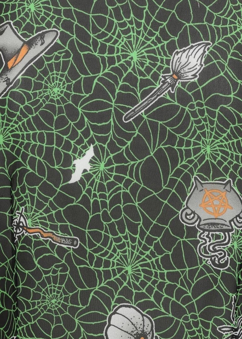 New In Hell Bunny Hex Spiderweb 50's Blouse Black