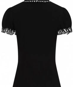 New In Hell Bunny Leslie 40s Blouse Black White