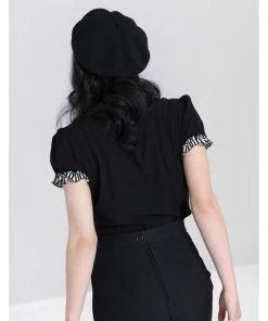 New In Hell Bunny Leslie 40s Blouse Black White