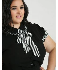 New In Hell Bunny Leslie 40s Blouse Black White