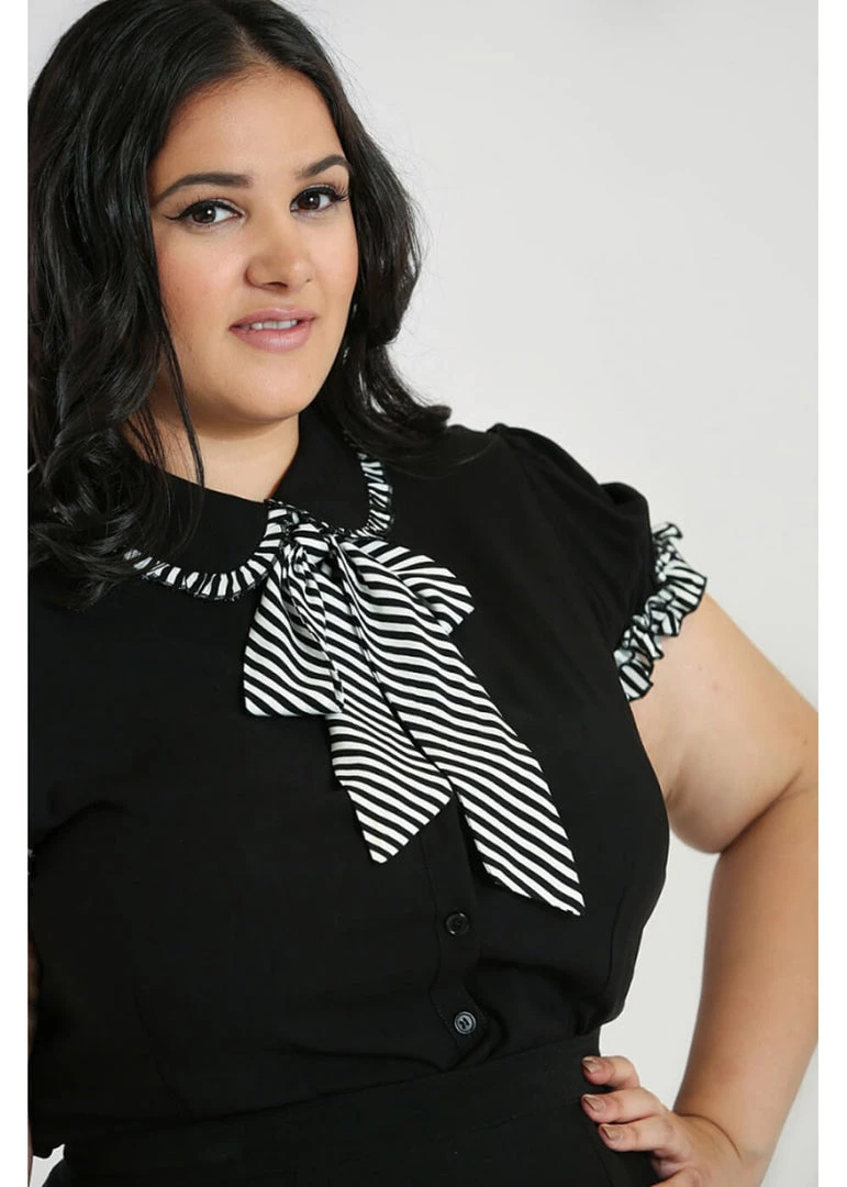 New In Hell Bunny Leslie 40s Blouse Black White