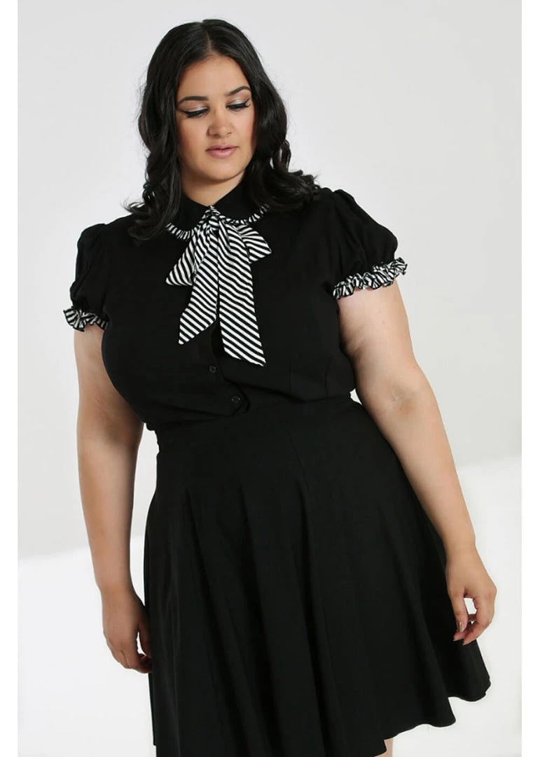 New In Hell Bunny Leslie 40s Blouse Black White