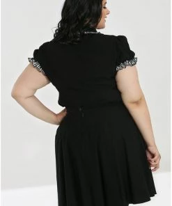 New In Hell Bunny Leslie 40s Blouse Black White