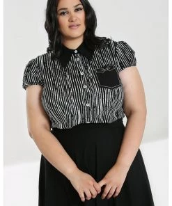 New In Hell Bunny Regan 50's Blouse Black