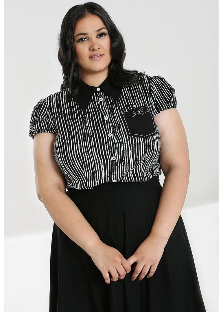 New In Hell Bunny Regan 50's Blouse Black