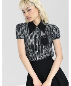 New In Hell Bunny Regan 50's Blouse Black