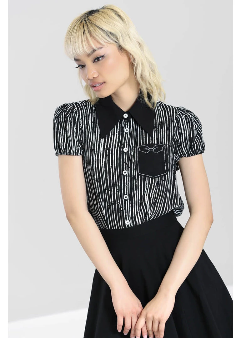 New In Hell Bunny Regan 50's Blouse Black