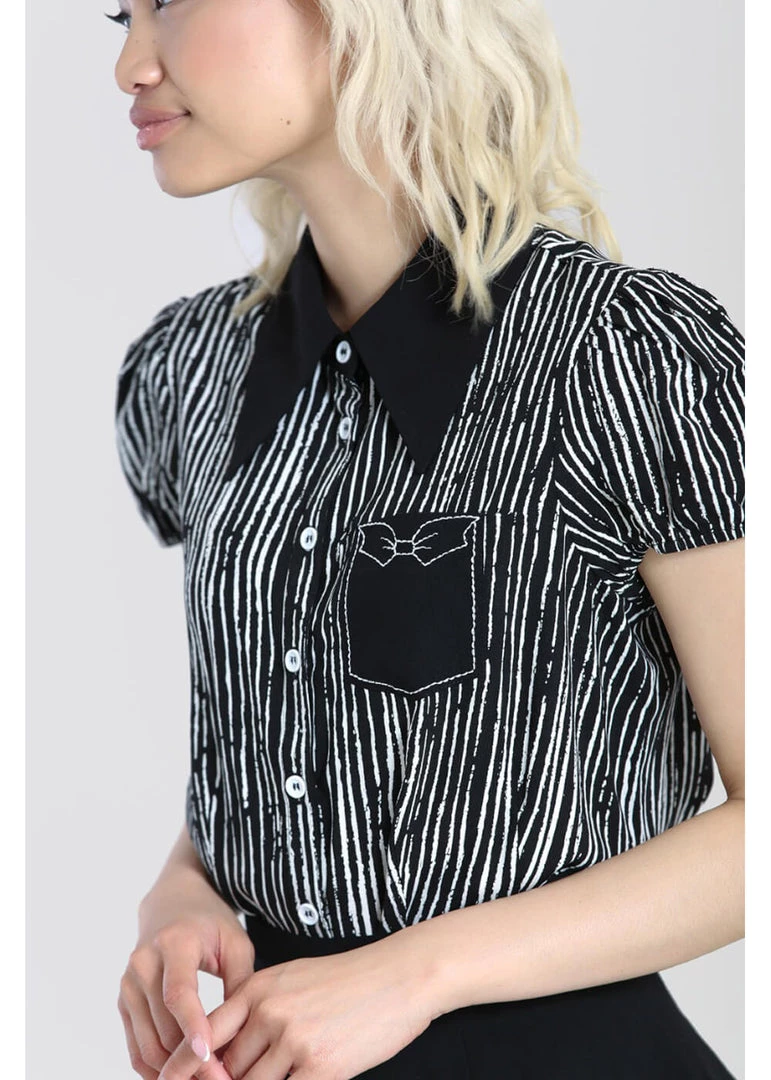 New In Hell Bunny Regan 50's Blouse Black