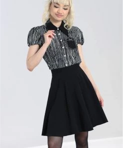 New In Hell Bunny Regan 50's Blouse Black