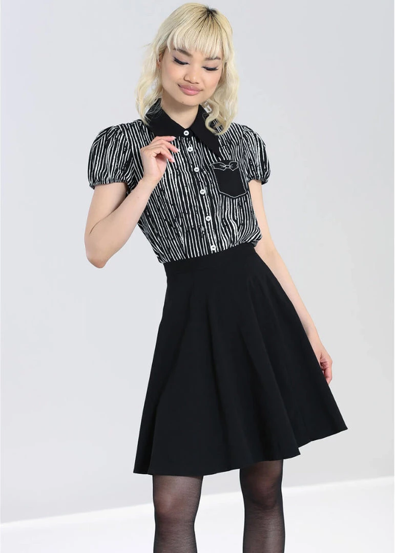 New In Hell Bunny Regan 50's Blouse Black