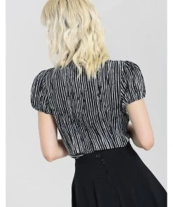 New In Hell Bunny Regan 50's Blouse Black