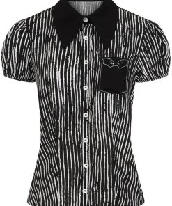 New In Hell Bunny Regan 50's Blouse Black