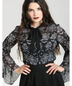 Hell Bunny Lost Whispers 40's Blouse Black