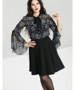 Hell Bunny Lost Whispers 40's Blouse Black