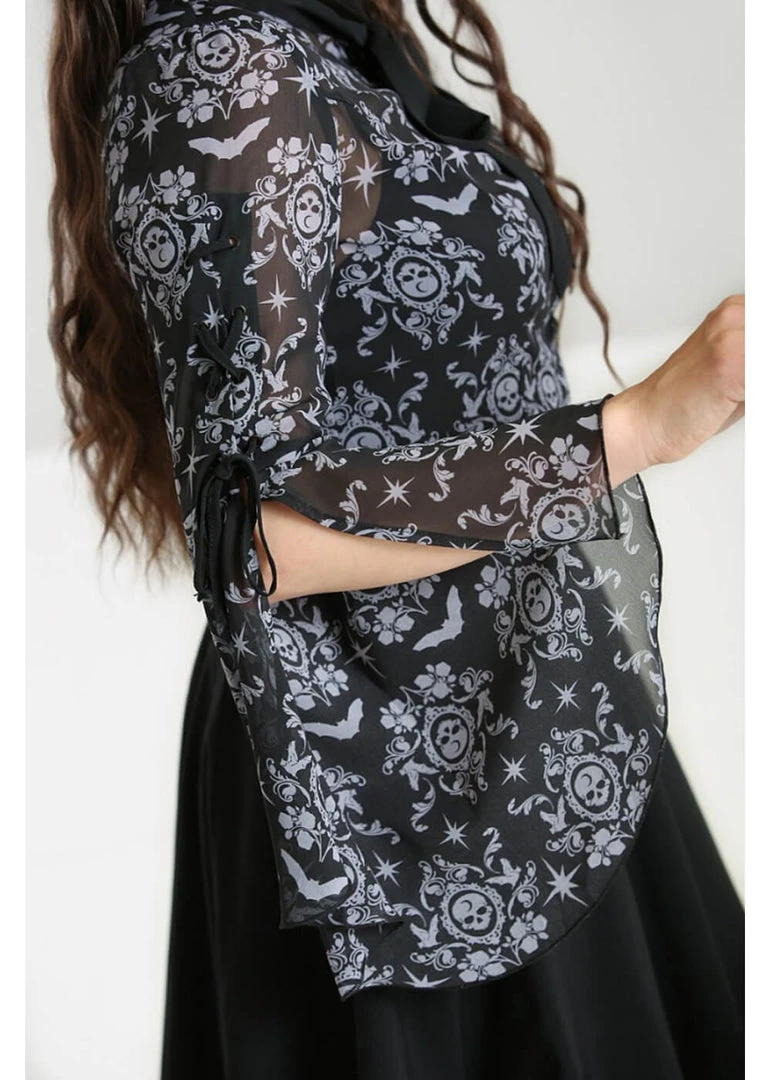 Hell Bunny Lost Whispers 40's Blouse Black