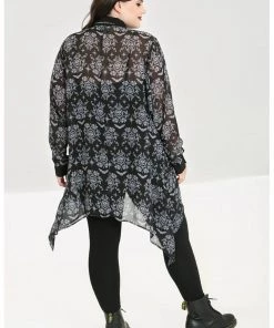 New In Hell Bunny Lost Whispers 70's Tunic Blouse Black