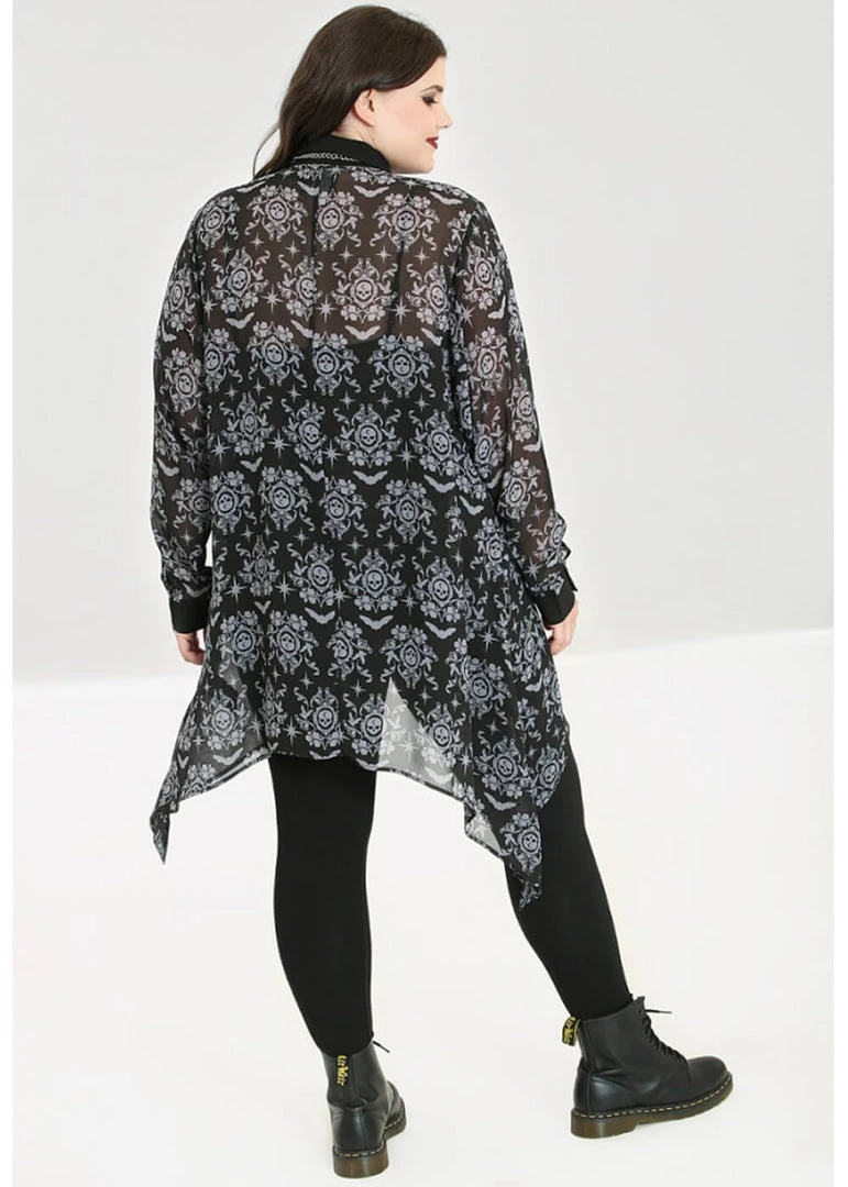 New In Hell Bunny Lost Whispers 70's Tunic Blouse Black