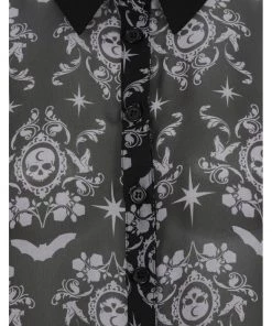 New In Hell Bunny Lost Whispers 70's Tunic Blouse Black