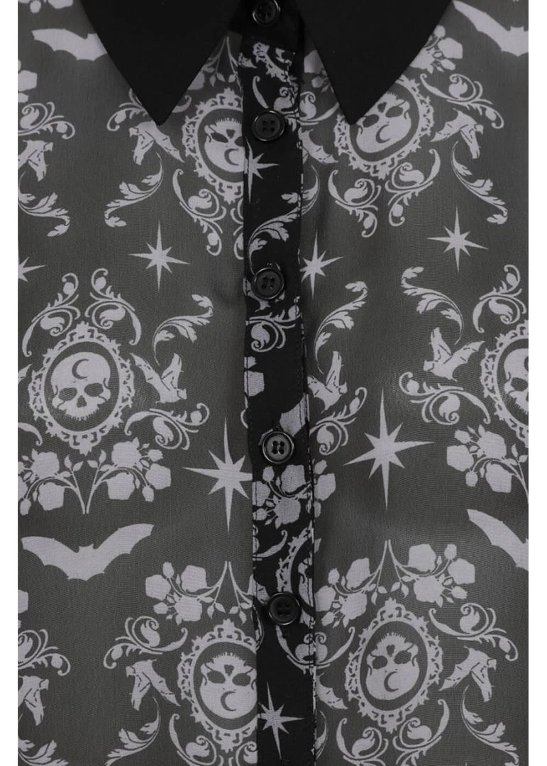 New In Hell Bunny Lost Whispers 70's Tunic Blouse Black