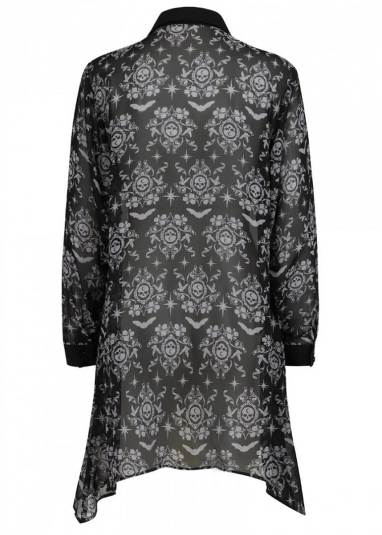 New In Hell Bunny Lost Whispers 70's Tunic Blouse Black