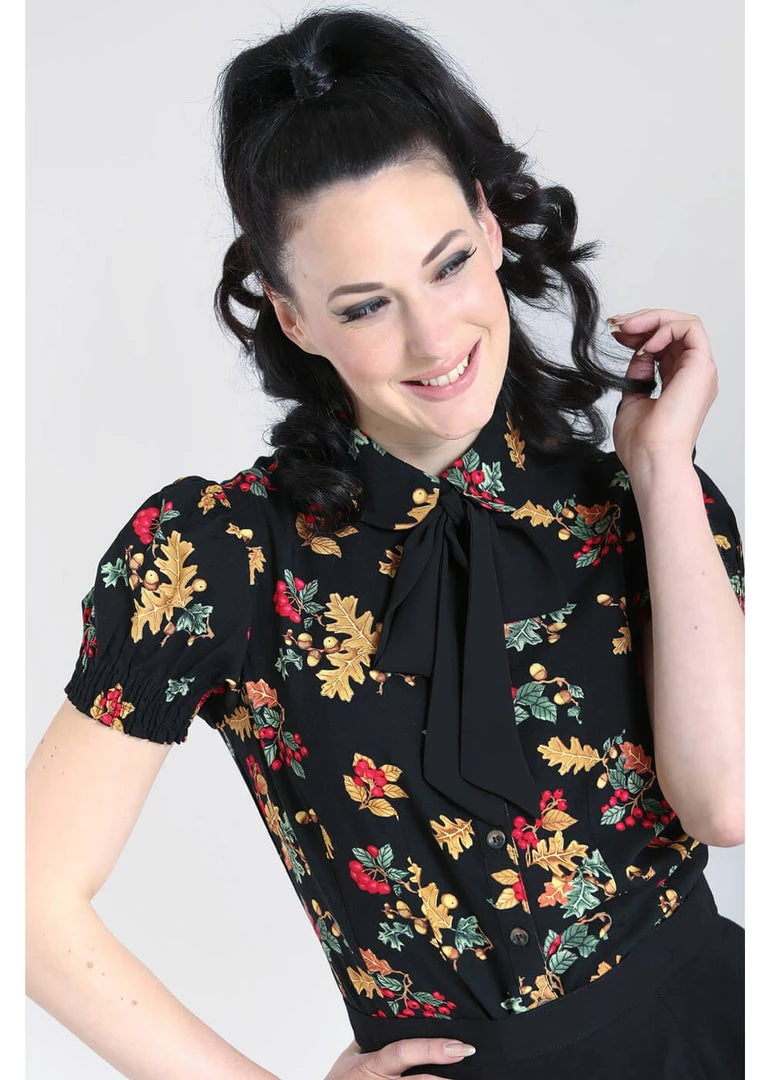 New In Hell Bunny Aurelia 40's Blouse Black
