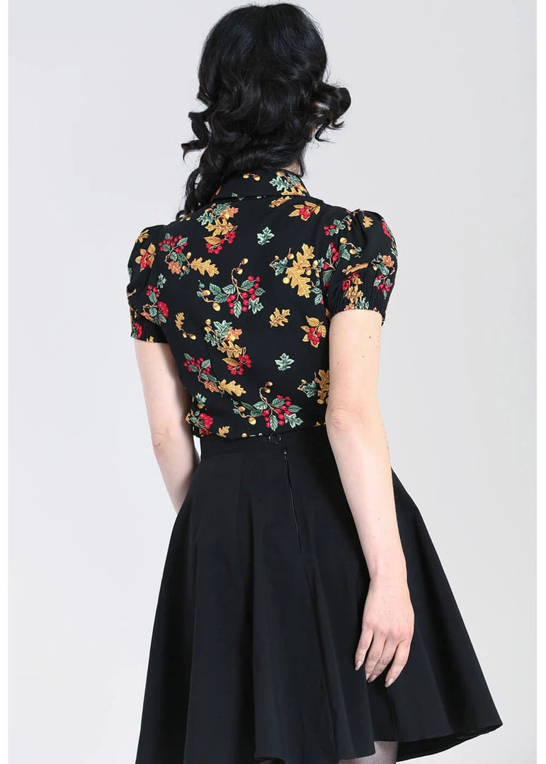 New In Hell Bunny Aurelia 40's Blouse Black