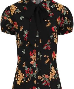 New In Hell Bunny Aurelia 40's Blouse Black