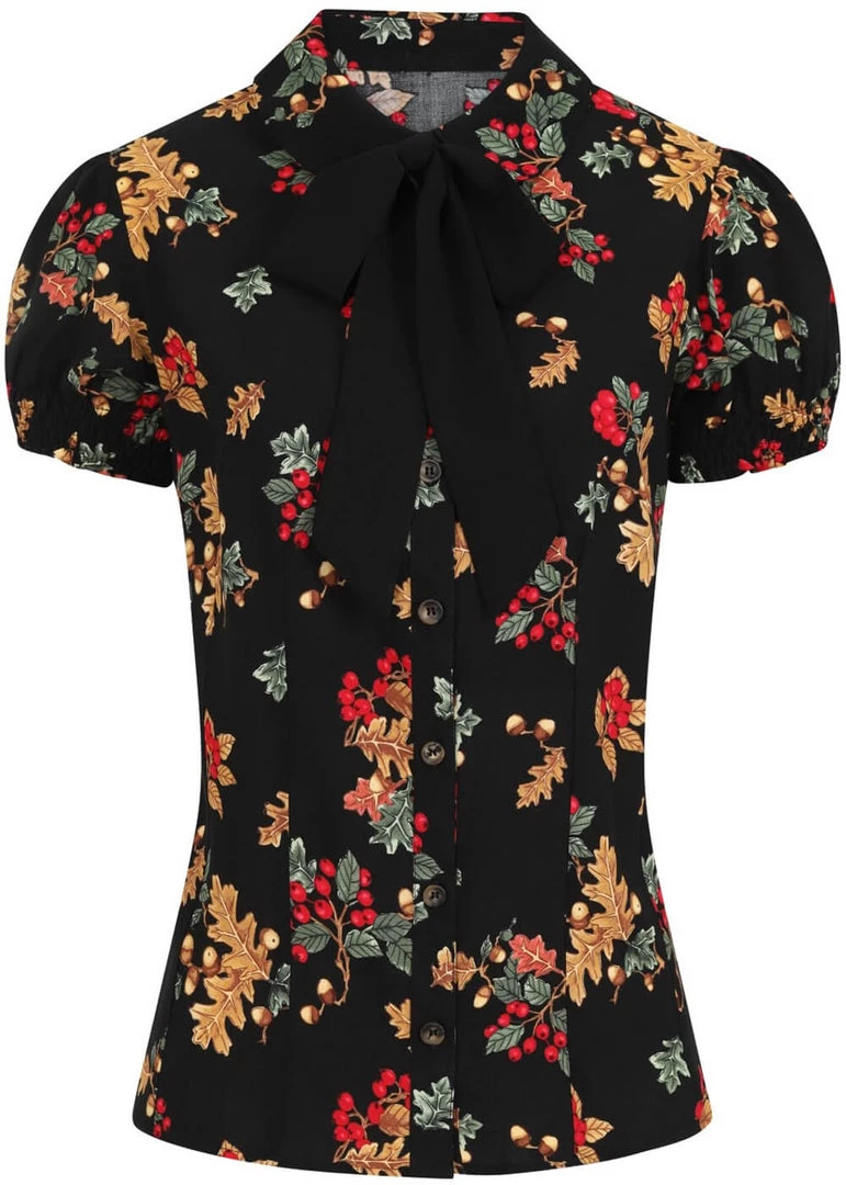 New In Hell Bunny Aurelia 40's Blouse Black