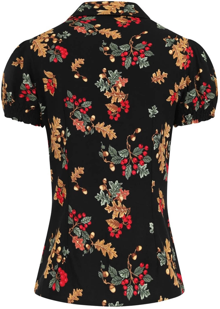 New In Hell Bunny Aurelia 40's Blouse Black