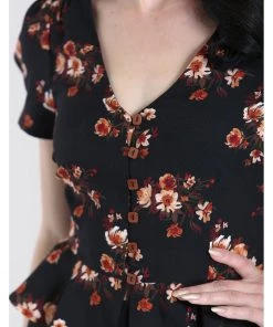 New In Hell Bunny Orla 40's Blouse Black