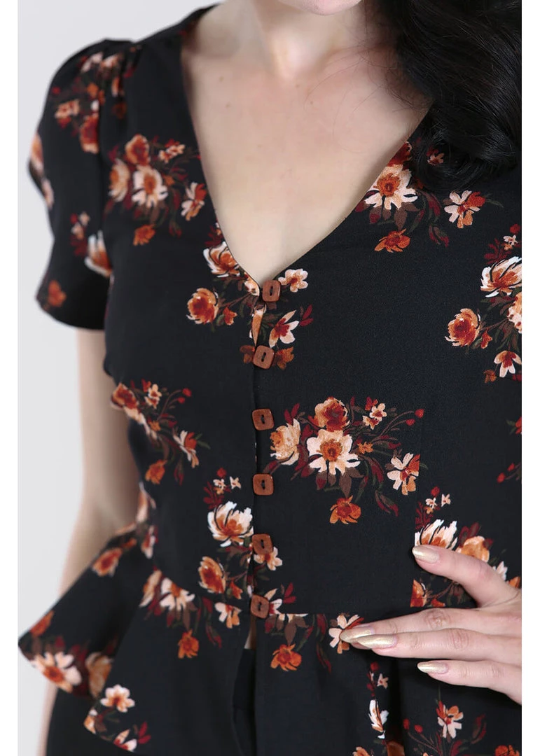 New In Hell Bunny Orla 40's Blouse Black