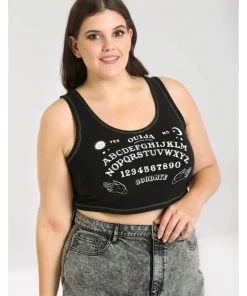 Hell Bunny Ouija Crop Top Black New In