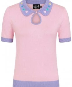 New In Hell Bunny Lollie Hearts 50's Top Pink