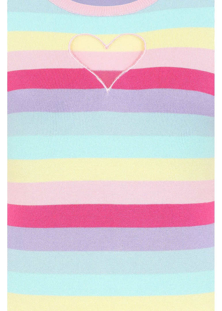 Hell Bunny Love Heart 50's Top Multicolour