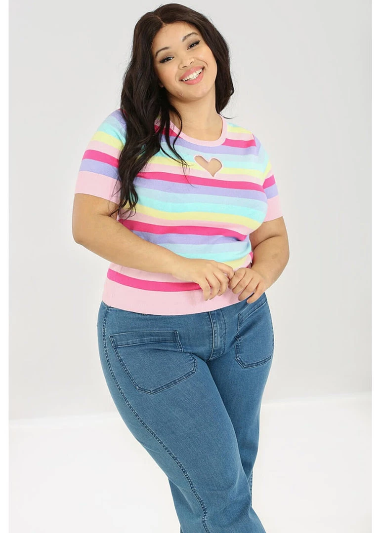 Hell Bunny Love Heart 50's Top Multicolour