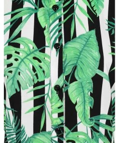 New In Hell Bunny Solana Leaves 60's Shirt Black White