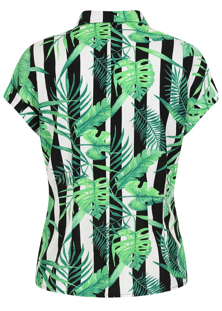 New In Hell Bunny Solana Leaves 60's Shirt Black White