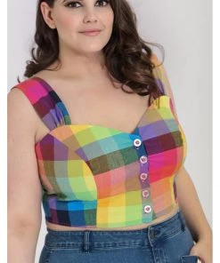 Hell Bunny Lucia 60's Rainbow Crop Top Multi