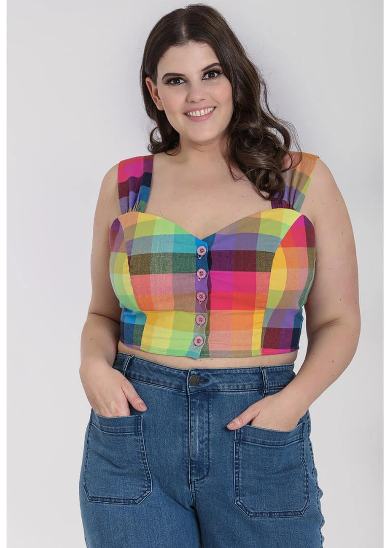 Hell Bunny Lucia 60's Rainbow Crop Top Multi